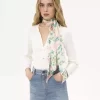 Chloé Peonies ワイド バンドゥ スカーフ(シルク シャルムーズ) Chloé Peonies ワイド バンドゥ スカーフ(シルク シャルムーズ)