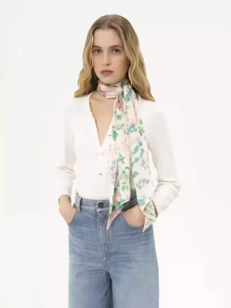 Chloé Peonies ワイド バンドゥ スカーフ（シルク シャルムーズ）