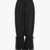 シルクシャルムーズとレースの流れるようなクロップドパンツ シルクシャルムーズとレースの流れるようなクロップドパンツ