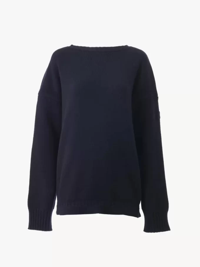 ウール＆カシミアニットのロゴセーター
