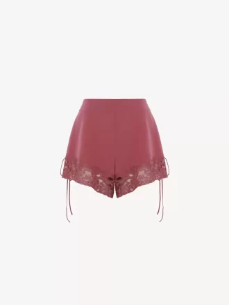 クレープデシン製レーストリムランジェリーショートパンツ