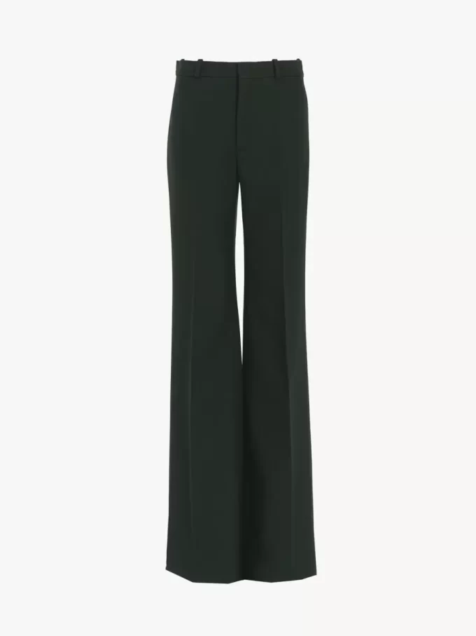 ウールクレープのフレアテーラードパンツ