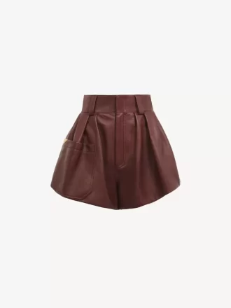 レザーのハイライズショートパンツ