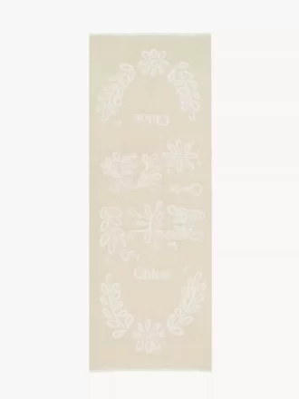 ウールとシルクの英国刺繍の長方形ストール