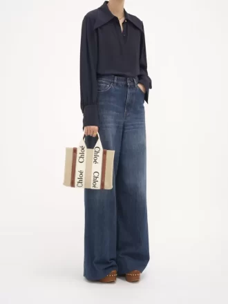 リネンのスモール ウッディ トートバッグ