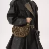 ヒョウ柄シアリングのミニブレスレットホーボーバッグ