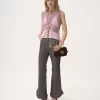 レザーのフリルフレアパンツ