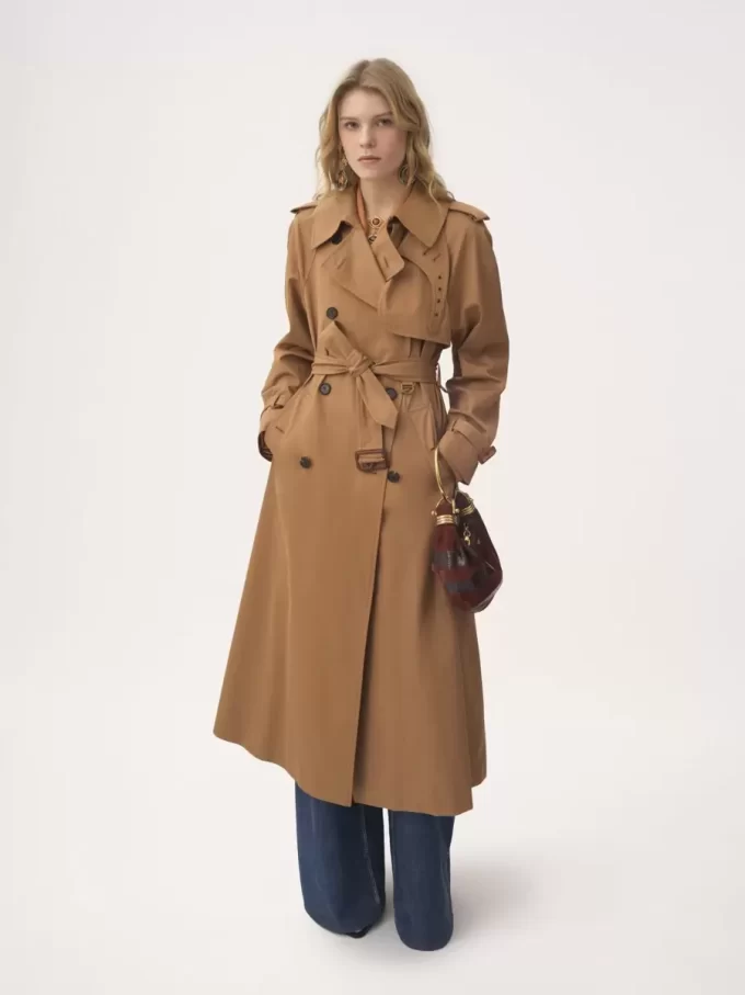 コットンギャバジンのロングトレンチコート コットンギャバジンのロングトレンチコート