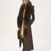 チェック柄ウールのロングダブルブレストコート チェック柄ウールのロングダブルブレストコート