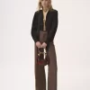 ウールチェックのハイライズフレアパンツ