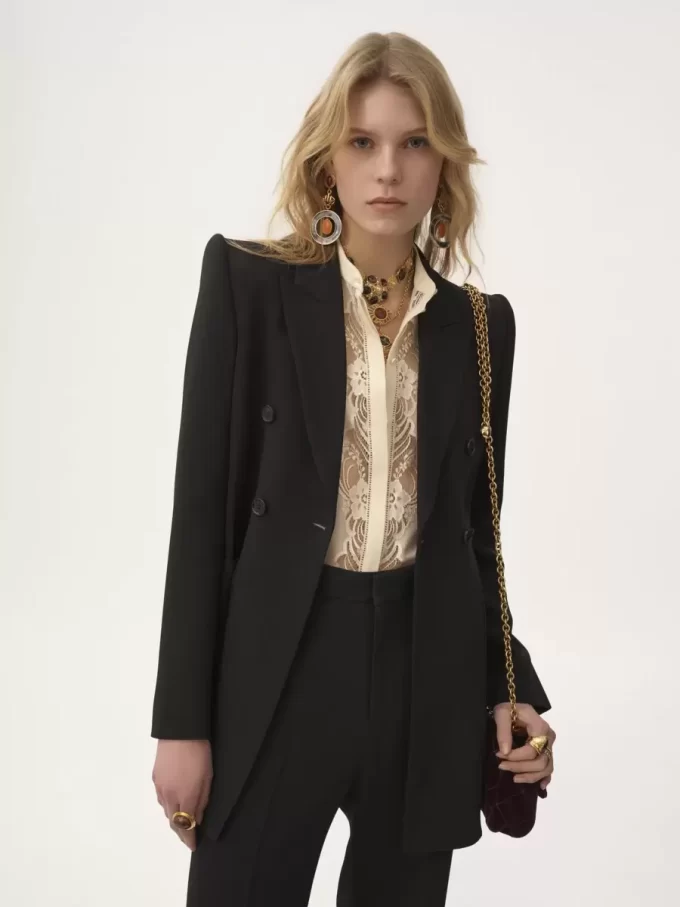 クレープミックスのダブルブレストテーラードジャケット