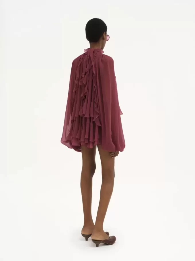 シルクムースリーヌのミニケープドレス シルクムースリーヌのミニケープドレス