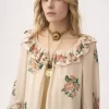 クレープ・デ・シンのスクエアネックのフリルロングドレス