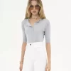 リネン＆シルクニットの半袖ヘンリーシャツ