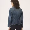 デニムのペプラムライディングジャケット
