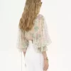シルクムースリーヌのパフスリーブブラウス