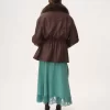 レザーのハイネックパーカー