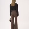 ウールチェックのハイライズフレアパンツ