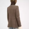 ヘリンボーンウールのロングオフィサージャケット