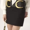 ウール混ジャカードのストレートミニスカート