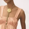 シルクサテンのノースリーブのルーシュロングドレス