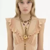 クレープ・デ・シンのロングサンドレス
