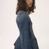 デニムのペプラムライディングジャケット