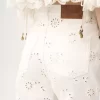 刺繍入りデニムクロップドジーンズ 刺繍入りデニムクロップドジーンズ