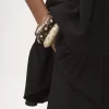 クレープデシン製フルイドワイドレッグパンツ