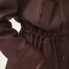 レザーのハイネックパーカー