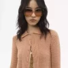 クロシェニットのフリルカーディガン