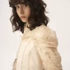 シルクダッチェスサテン&レースのクロップドフィットジャケット シルクダッチェスサテン&レースのクロップドフィットジャケット