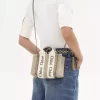 リネン＆レザーのミニ ウッディ トートバッグ