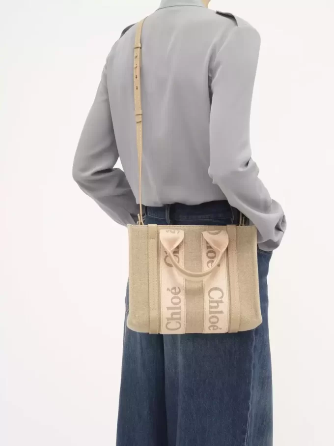 リネンのスモール ウッディ トートバッグ