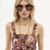 クレープ・ド・シンのクロップド丈フロントタイタンクトップ クレープ・ド・シンのクロップド丈フロントタイタンクトップ
