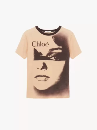 コットンジャージーのクルーネックロゴTシャツ