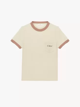コットンジャージーのクルーネックロゴTシャツ