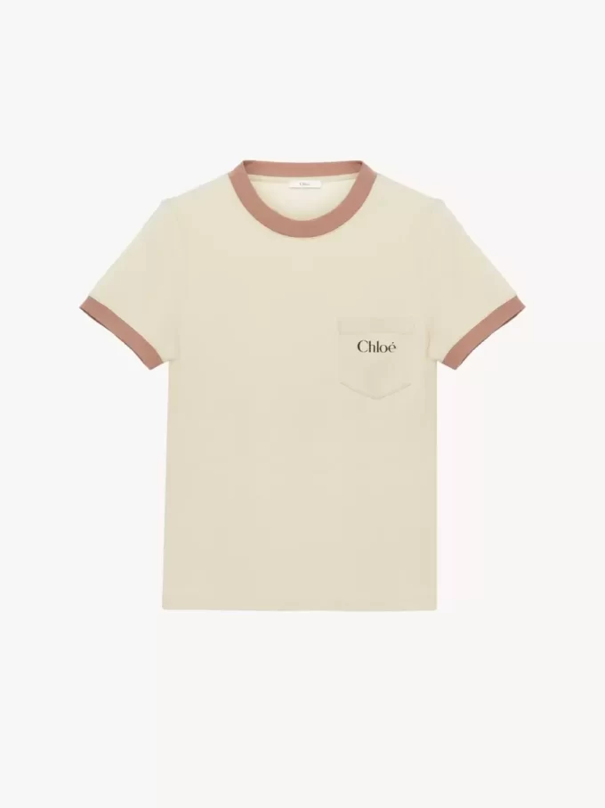 コットンジャージーのクルーネックロゴTシャツ