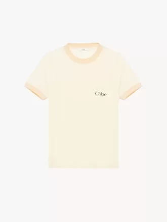 コットンジャージーのクルーネックロゴTシャツ