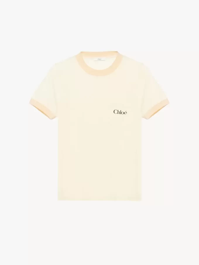 コットンジャージーのクルーネックロゴTシャツ
