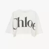 コットンジャージーのクロップド丈ボックスロゴTシャツ