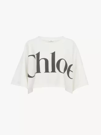 コットンジャージーのクロップド丈ボックスロゴTシャツ