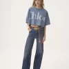 コットンジャージーのクロップド丈ボックスロゴTシャツ