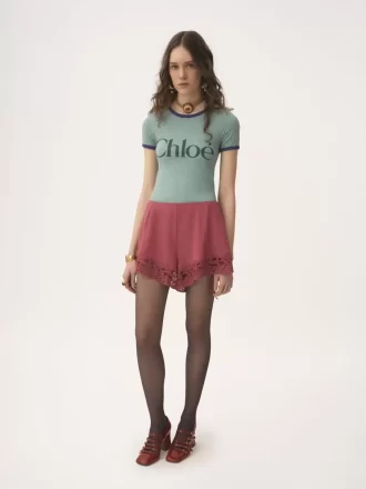 コットン混ジャージー素材のフィットロゴTシャツ