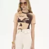 コットンジャージーのクルーネックロゴTシャツ