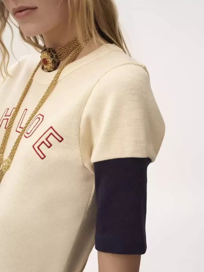 フレイムコットンウールのフィットロゴTシャツ