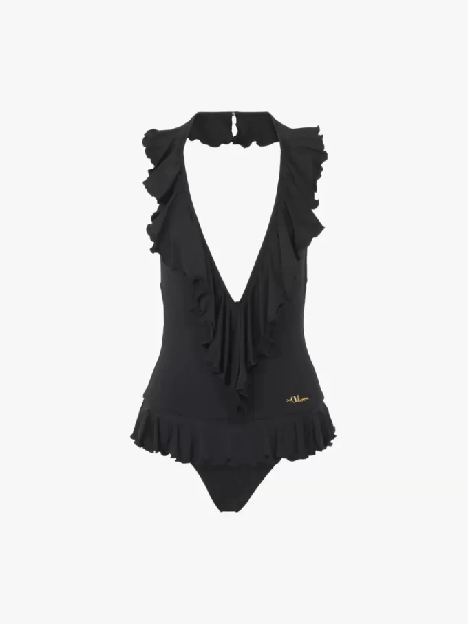 フリルVネックワンピース水着 フリルVネックワンピース水着