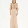 クレープサテンのVネックロングドレス クレープサテンのVネックロングドレス