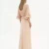 クレープサテンのVネックロングドレス クレープサテンのVネックロングドレス